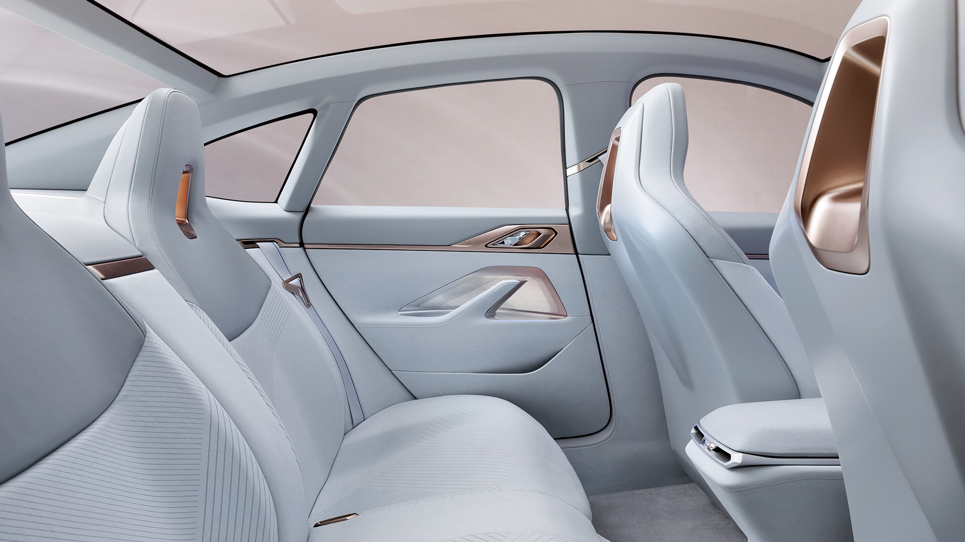 Belső tér, 3, BMW Concept i4, 2020, G26 Belső tér, 3, BMW Concept i4, 2020, G26, elektromos autó, tisztán elektromos meghajtású BMW Gran Coupé