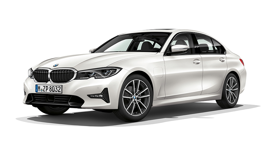 BMW 330e Sedan studio shot BMW 330e Sedan studio shot three-quarter front view