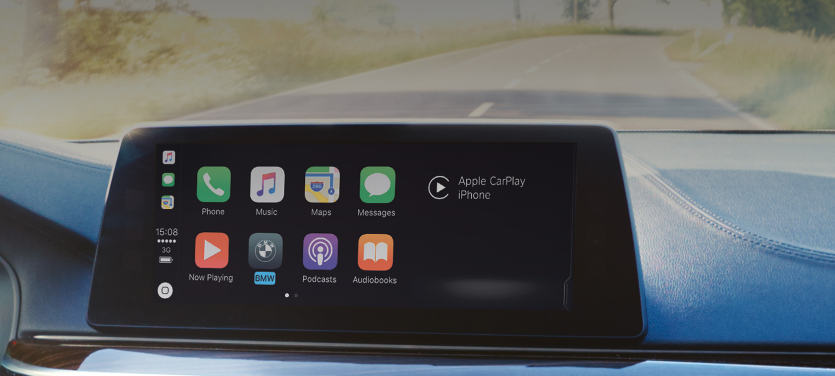 Apple CarPlay® okostelefon-integráció Az Apple CarPlay® okostelefon-integráció menüje a központi kijelzőn, BMW ConnectedDrive