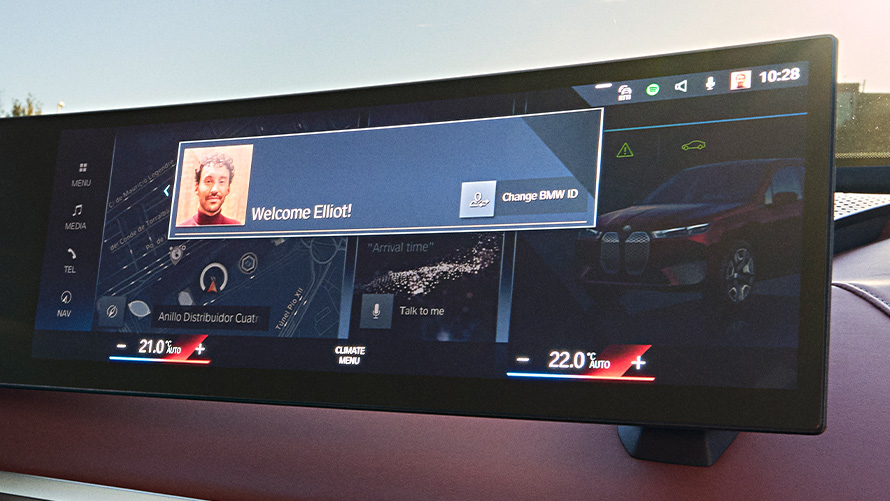 BMW Curved Display kijelző, üdvözlő képernyő BMW Curved Display kijelző, CID, OS8, üdvözlő képernyő