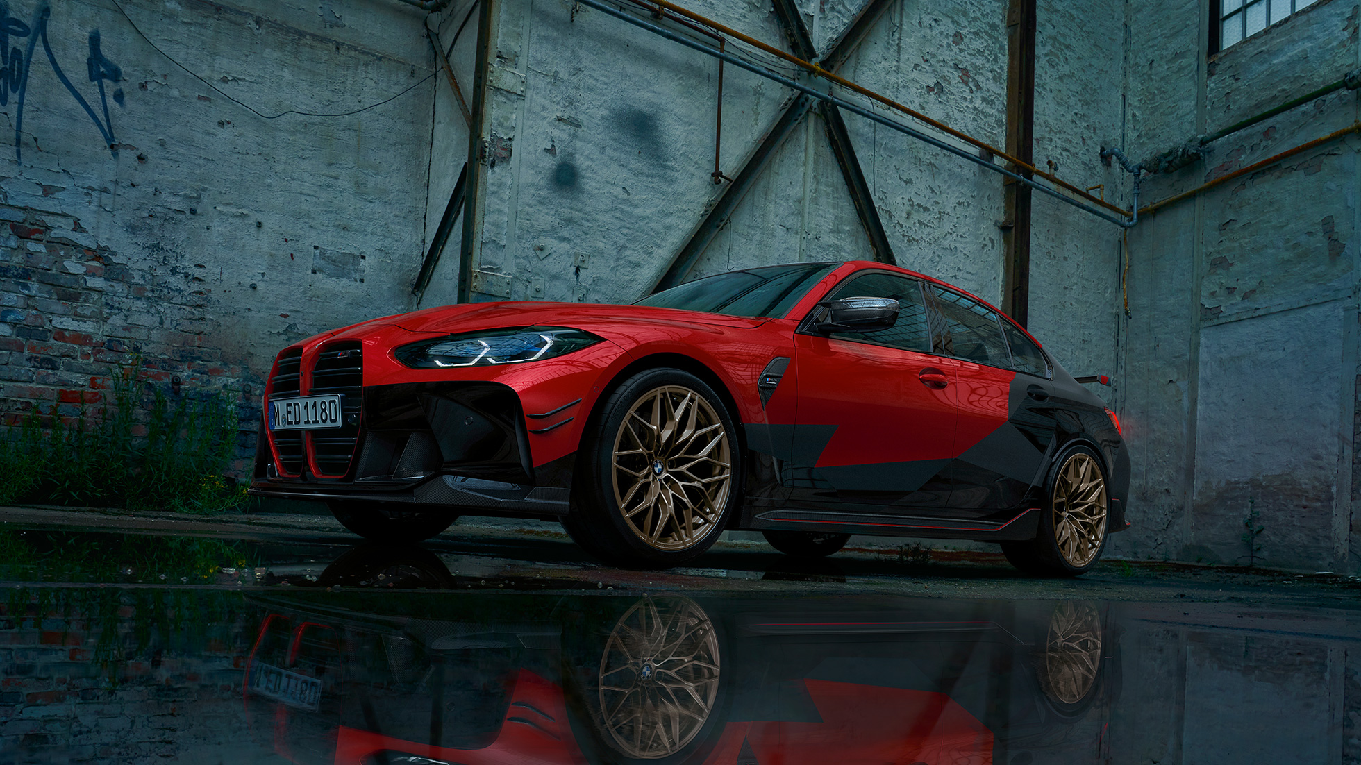 BMW M3, G80, rézsútos elölnézet BMW M Performance Parts, BMW M3, G80, rézsútos elölnézet