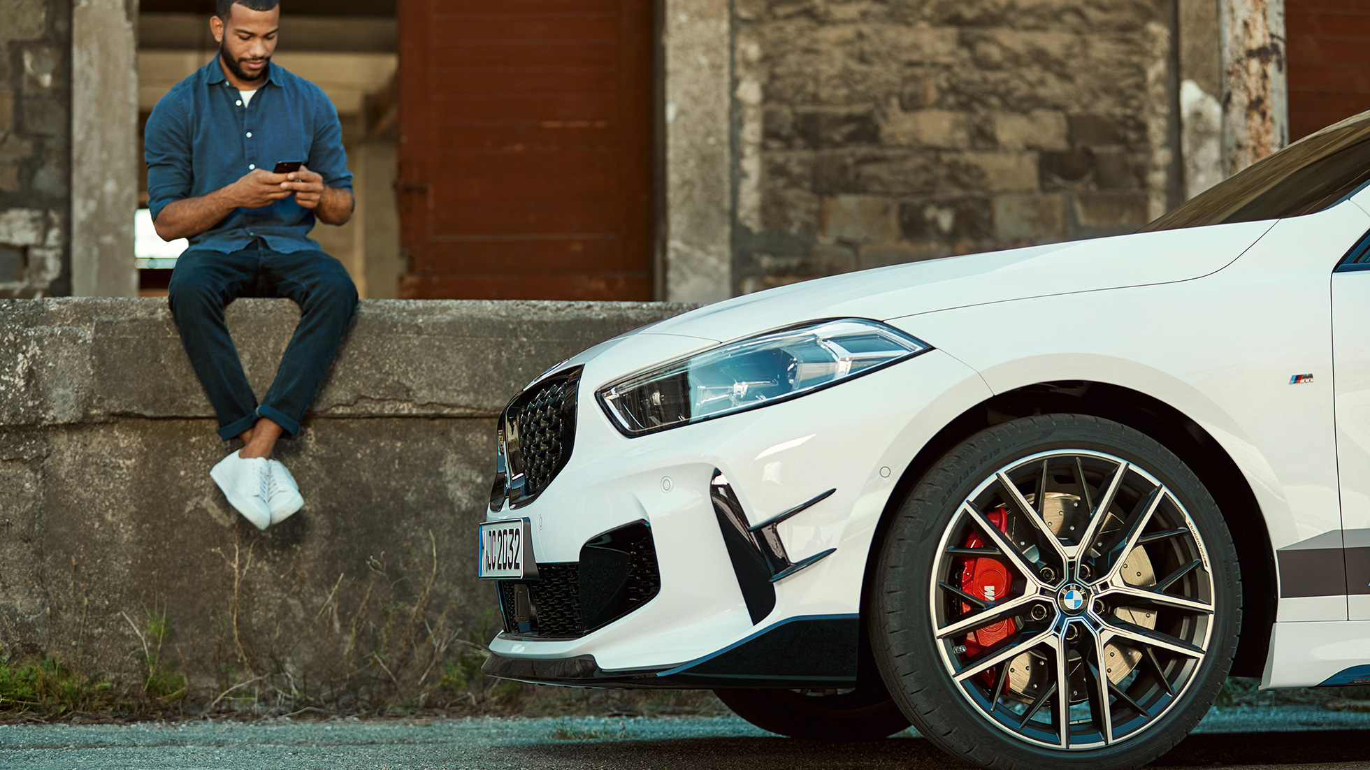 BMW 1, BMW M135i xDrive, F40, M Performance, orr-rész BMW 1, BMW M135i xDrive, F40, M Performance, közeli elölnézet