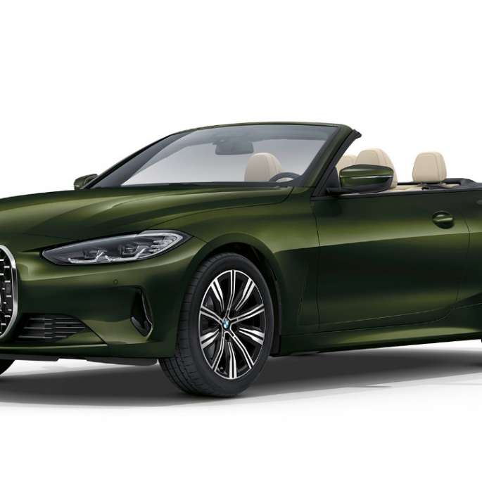 BMW 4 Cabrio, G23, 2020, alapmodell, Bluestone metál, rézsútos elölnézet